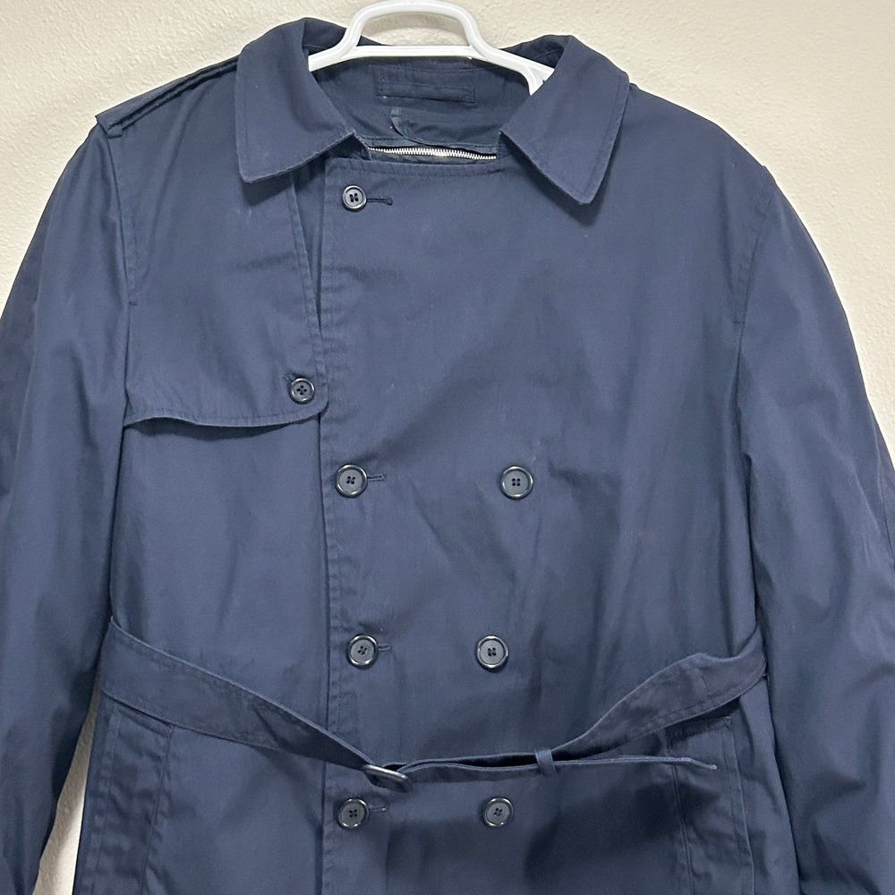 DSCP Men Vintage Dark Academia Military All Weather Trench Coat Navy 46L Belted